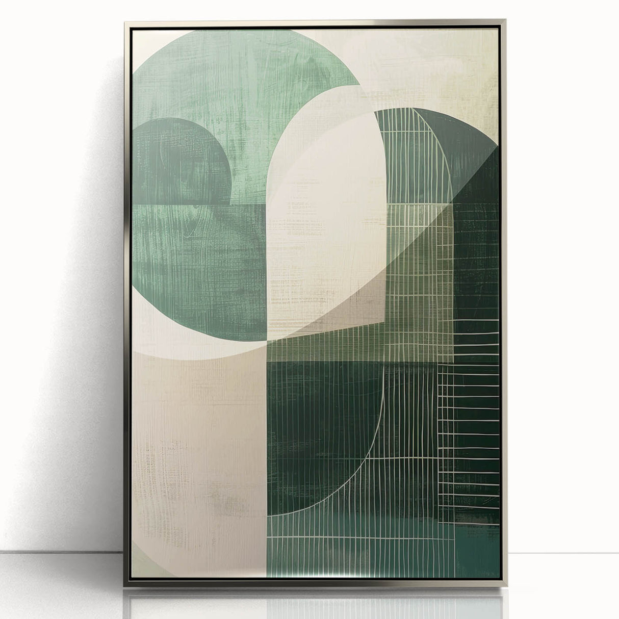 Contemporary Dining Art Pieces - Geometric Green Abstraction
