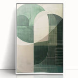 Contemporary Dining Art Pieces - Geometric Green Abstraction
