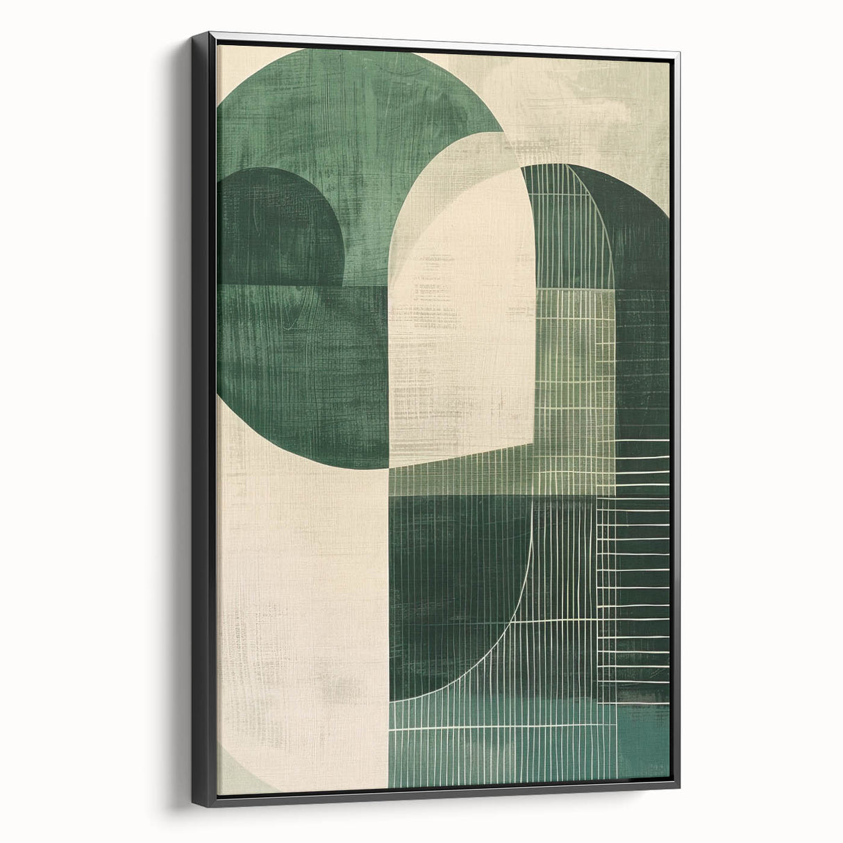 Contemporary Dining Art Pieces - Geometric Green Abstraction