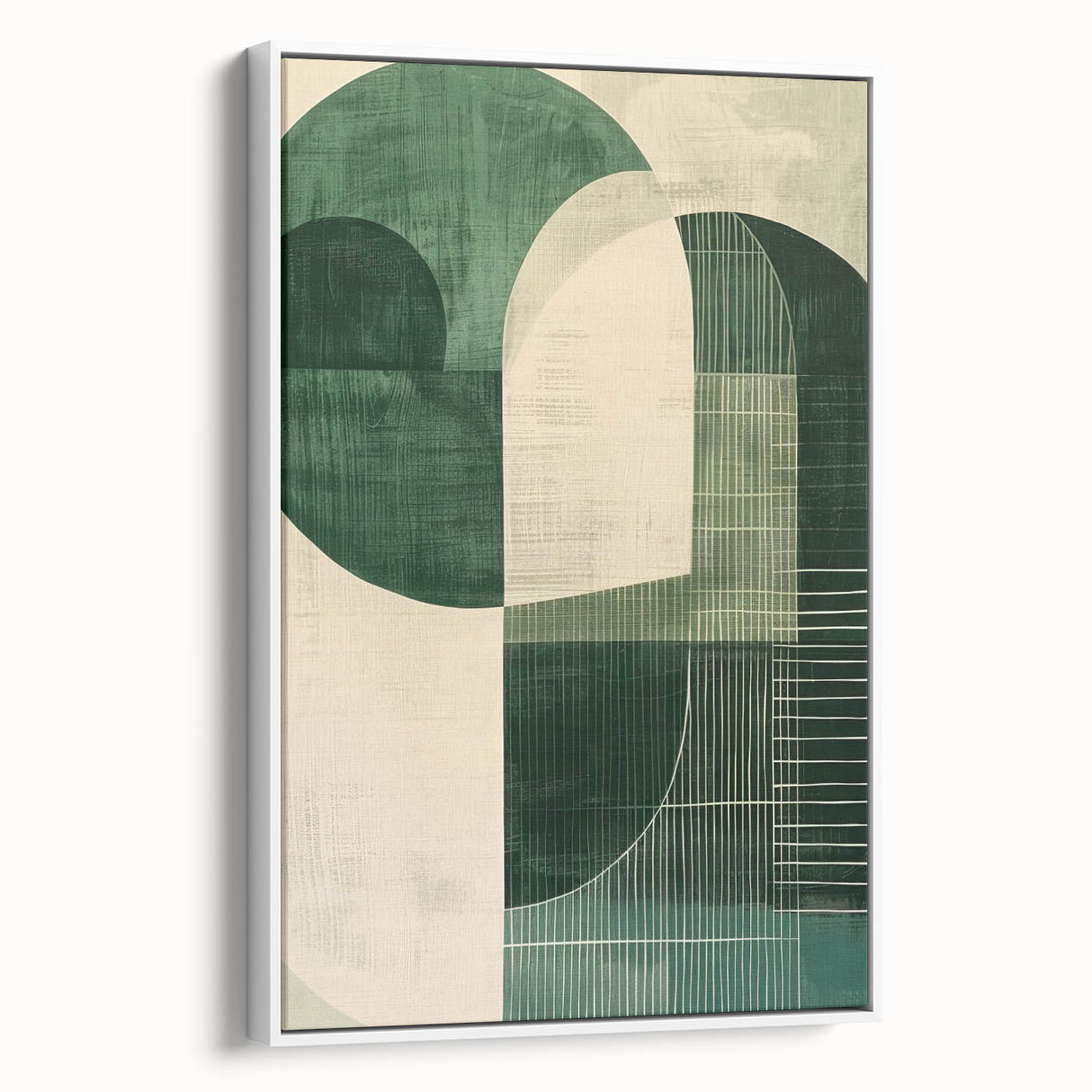 Contemporary Dining Art Pieces - Geometric Green Abstraction