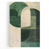 Contemporary Dining Art Pieces - Geometric Green Abstraction