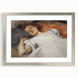 Abstract framed artwork showcasing a silver mat border, featuring an expressive figurative design. Ideal for modern decor, adding sophistication to any space.