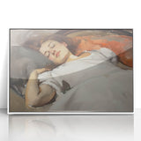 Framed abstract figurative art piece featuring vibrant colors in a modern design, set against a white background, ideal for contemporary home decor.