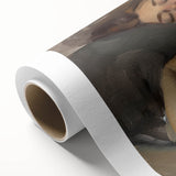 Abstract figurative art on rolled canvas showcasing vibrant colors and dynamic shapes, perfect for modern home decor. The artwork is elegantly packaged in a durable cardboard tube for safe transport.