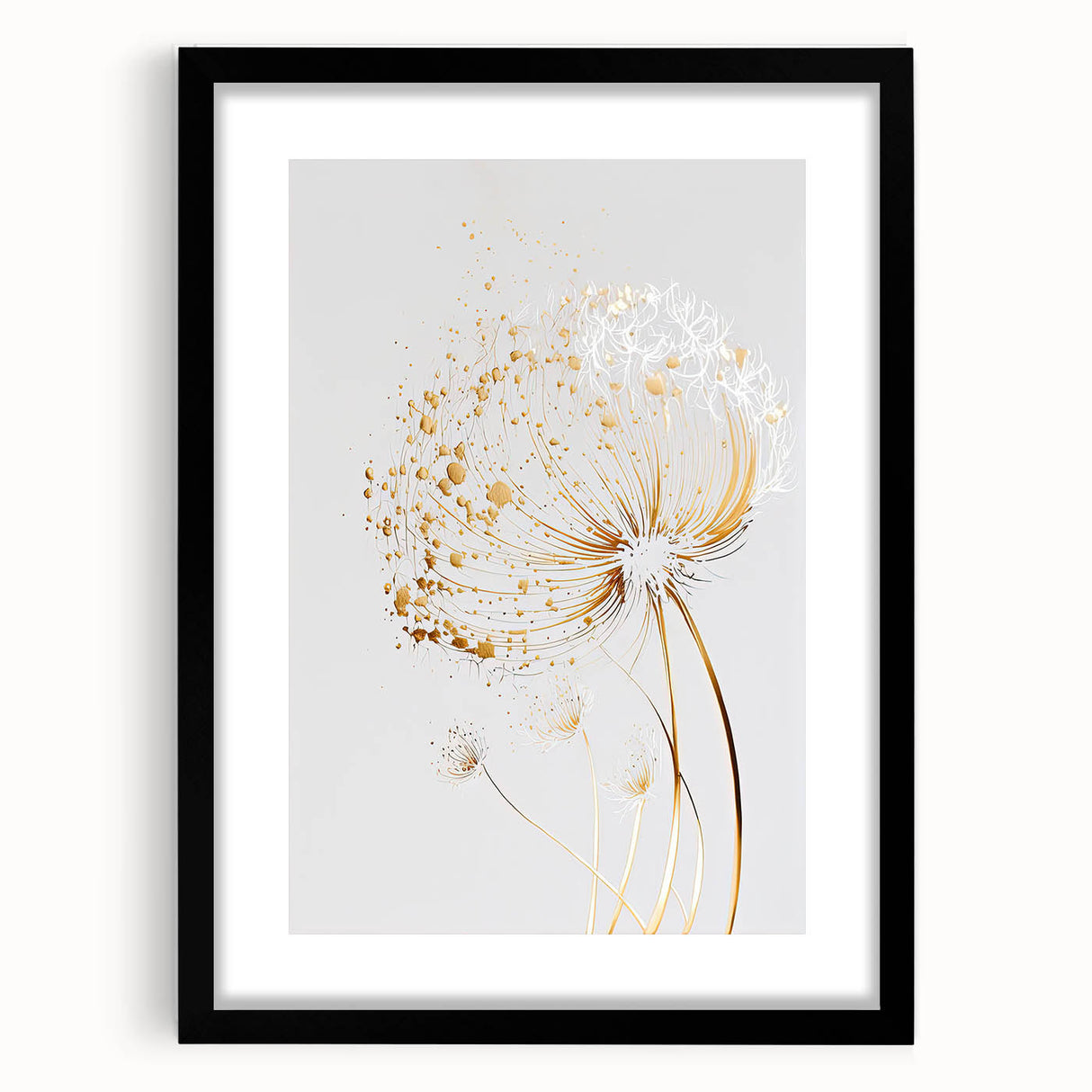Abstract floral art frame with a black mat, showcasing vibrant colors and intricate designs, ideal for modern home decor or gallery display.