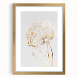 Elegant abstract floral wall art framed in a gold mat, showcasing vibrant colors and intricate details, perfect for enhancing modern home decor.
