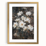 Abstract floral frame art featuring intricate gold detailing and a mat border, showcasing a modern design suitable for elegant home decor.