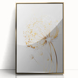 Framed abstract floral artwork in gold acrylic, showcasing vibrant colors and intricate patterns, perfect for enhancing modern home decor.