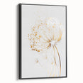 Framed canvas artwork displaying an abstract floral design with vibrant colors, set against a sleek black frame, ideal for modern home decor.