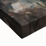 Close-up of a vibrant abstract floral canvas art piece showcasing bold colors and intricate patterns, perfect for modern home decor.