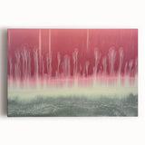 Abstract landscape stretched canvas artwork showcasing vibrant hues of blue, green, and gold, perfect for enhancing modern home decor with a serene nature-inspired aesthetic.