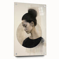 Abstract minimalist wall art design displayed in a side view, showcasing a sleek acrylic glass frame with visible pins, perfect for modern decor.