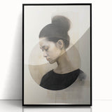 Framed abstract minimalist wall art featuring a sleek black design, showcased from the front view. Ideal for modern decor, enhancing any room's aesthetic with its contemporary style and elegant simplicity. Perfect for art enthusiasts seeking to elevate their living spaces.