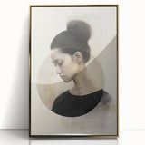 Abstract minimalist wall art framed in acrylic, featuring a gold design that enhances modern decor, showcased from the front view against a neutral background.