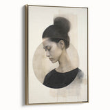 Abstract minimalist wall art in a gold frame, showcasing soft geometric shapes and muted tones, perfect for modern decor and enhancing any living space.