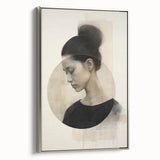Abstract minimalist wall art featuring a silver-framed canvas with geometric shapes, perfect for modern decor. Ideal for enhancing contemporary living spaces.