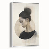 Abstract minimalist wall art framed canvas in white, showcasing a sleek side view with clean lines and modern design, perfect for contemporary decor.