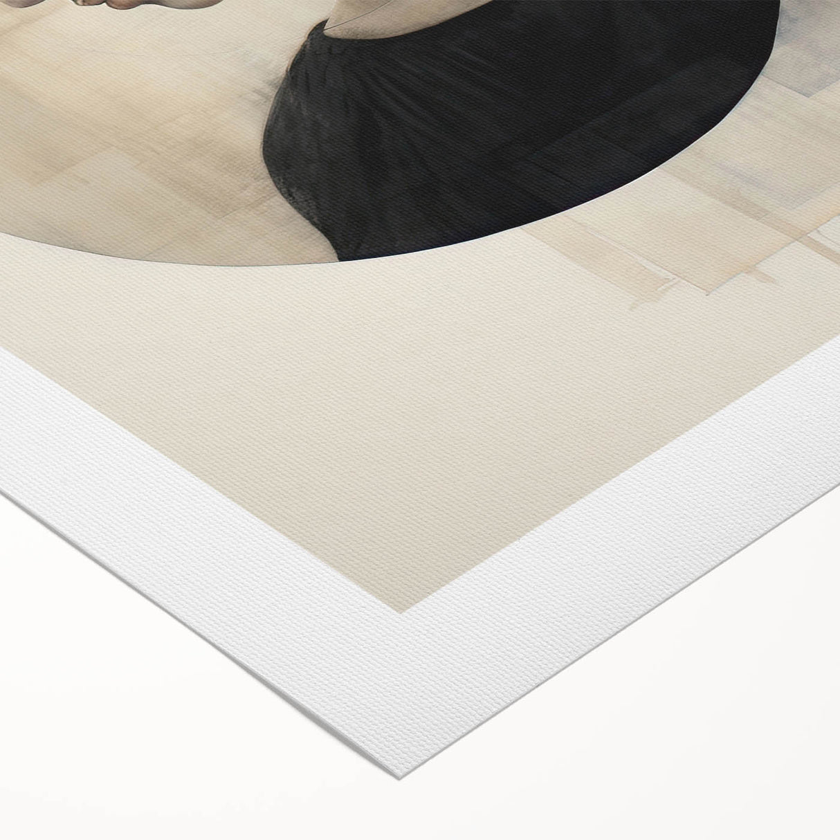 Abstract minimalist wall art on rolled canvas, showcasing soft pastel colors and geometric shapes, ideal for modern home decor. Packaged securely in a cardboard tube for delivery.
