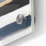 Large Abstract Wall Art – Navy, Gray & Gold Minimal Brushstrokes