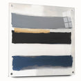 Large Abstract Wall Art – Navy, Gray & Gold Minimal Brushstrokes