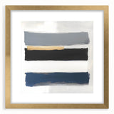 Large Abstract Wall Art – Navy, Gray & Gold Minimal Brushstrokes
