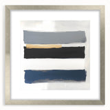 Large Abstract Wall Art – Navy, Gray & Gold Minimal Brushstrokes