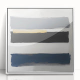 Large Abstract Wall Art – Navy, Gray & Gold Minimal Brushstrokes