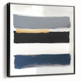 Large Abstract Wall Art – Navy, Gray & Gold Minimal Brushstrokes
