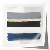 Large Abstract Wall Art – Navy, Gray & Gold Minimal Brushstrokes