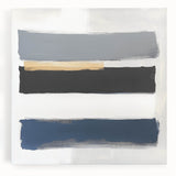 Large Abstract Wall Art – Navy, Gray & Gold Minimal Brushstrokes