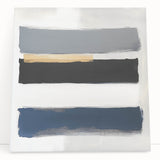 Large Abstract Wall Art – Navy, Gray & Gold Minimal Brushstrokes