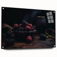 Acrylic print of large abstract wall art featuring assorted fruits in vibrant colors, suitable for dining room decor.