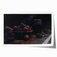 Extra large rolled print featuring a variety of colorful fruits on a white background, suitable as art wall for dining room.