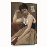Elegant Realism Art Print of Woman Reading in a Calm, Reflective Pose