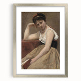 Elegant Realism Art Print of Woman Reading in a Calm, Reflective Pose