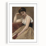 Elegant Realism Art Print of Woman Reading in a Calm, Reflective Pose