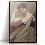 Elegant Realism Art Print of Woman Reading in a Calm, Reflective Pose