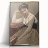Elegant Realism Art Print of Woman Reading in a Calm, Reflective Pose