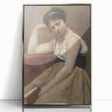 Elegant Realism Art Print of Woman Reading in a Calm, Reflective Pose