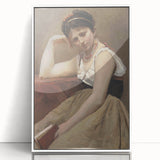Elegant Realism Art Print of Woman Reading in a Calm, Reflective Pose