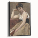 Elegant Realism Art Print of Woman Reading in a Calm, Reflective Pose