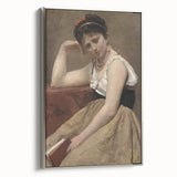 Elegant Realism Art Print of Woman Reading in a Calm, Reflective Pose