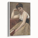 Elegant Realism Art Print of Woman Reading in a Calm, Reflective Pose