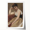 Elegant Realism Art Print of Woman Reading in a Calm, Reflective Pose