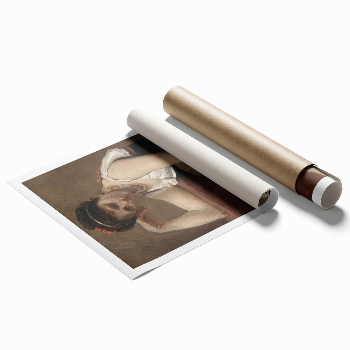 Elegant Realism Art Print of Woman Reading in a Calm, Reflective Pose