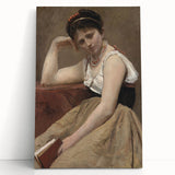 Elegant Realism Art Print of Woman Reading in a Calm, Reflective Pose