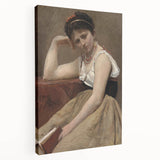 Elegant Realism Art Print of Woman Reading in a Calm, Reflective Pose