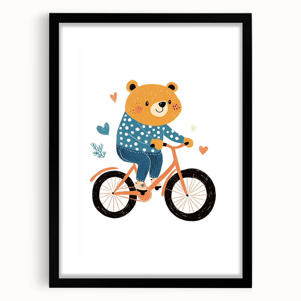 Adorable Bear on Bicycle Wall Art - Girls Room & Playroom Decor
