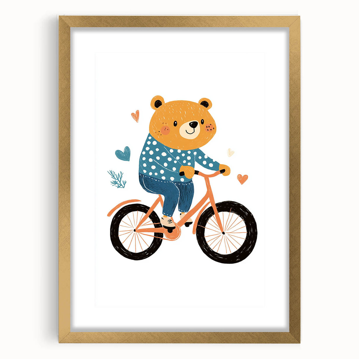 Adorable Bear on Bicycle Wall Art - Girls Room & Playroom Decor