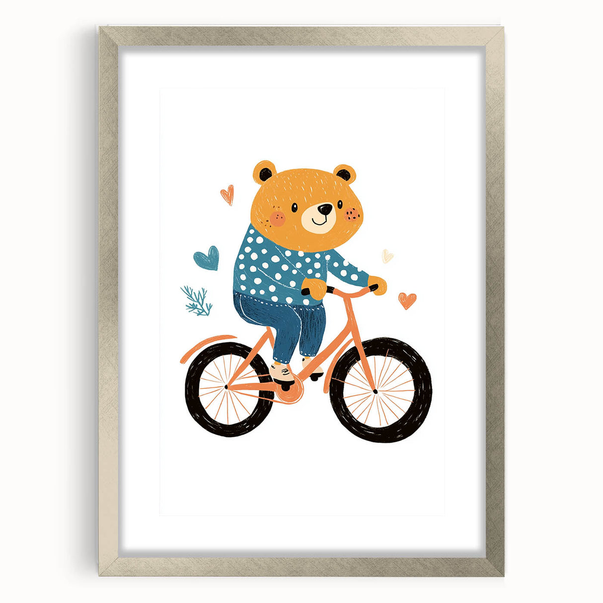 Adorable Bear on Bicycle Wall Art - Girls Room & Playroom Decor